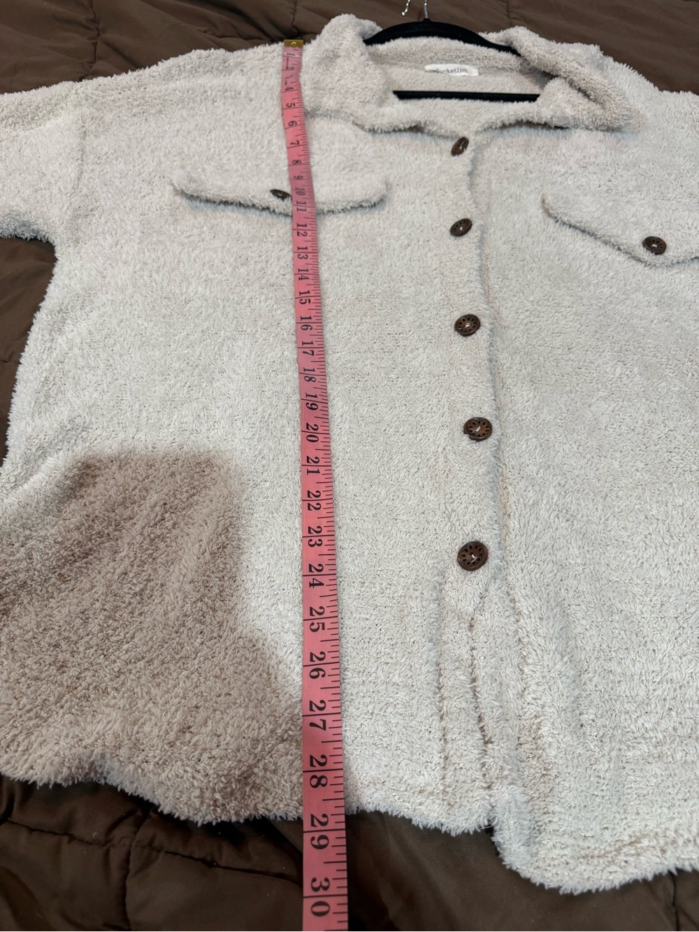 BUCKETLIST Cream Teddy Shacket with Button Front - Picture 6 of 6